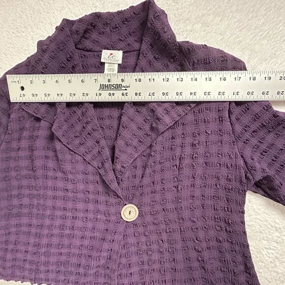 I.C. Collection U.S.A. By Connie Womens XXL Textured Purple Asymmetric Cardigan